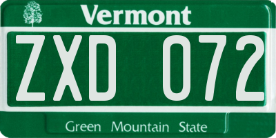 VT license plate ZXD072