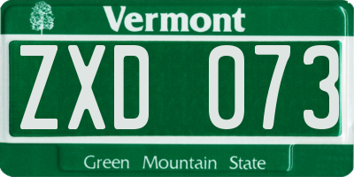 VT license plate ZXD073