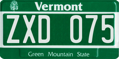VT license plate ZXD075