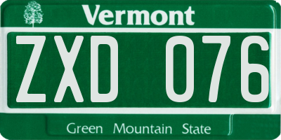 VT license plate ZXD076