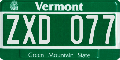 VT license plate ZXD077