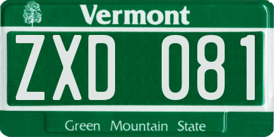 VT license plate ZXD081