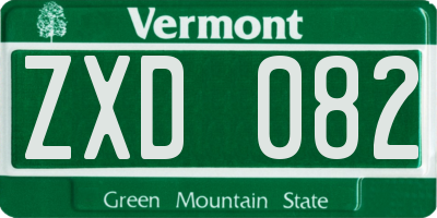 VT license plate ZXD082