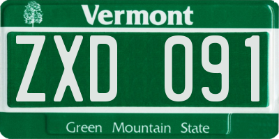 VT license plate ZXD091