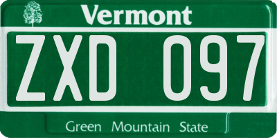 VT license plate ZXD097
