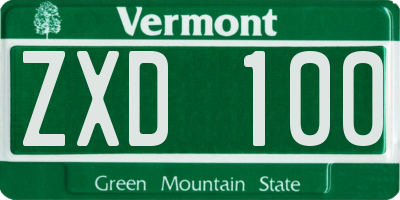 VT license plate ZXD100