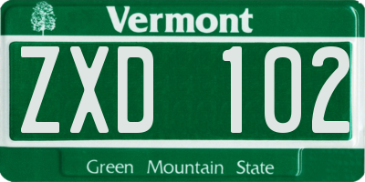 VT license plate ZXD102