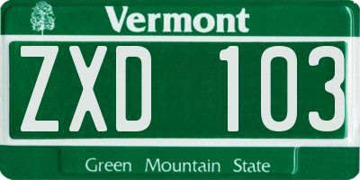 VT license plate ZXD103