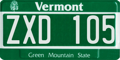 VT license plate ZXD105