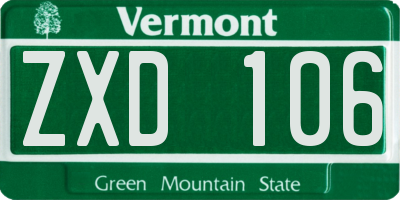 VT license plate ZXD106