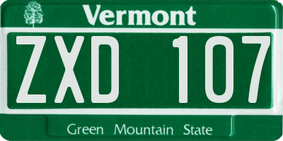 VT license plate ZXD107