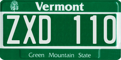 VT license plate ZXD110