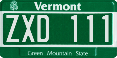 VT license plate ZXD111