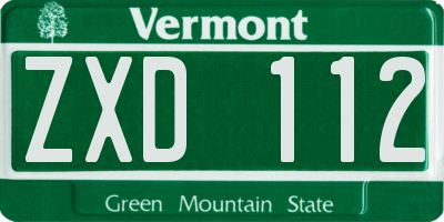 VT license plate ZXD112