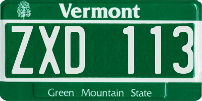 VT license plate ZXD113