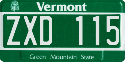 VT license plate ZXD115