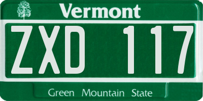 VT license plate ZXD117