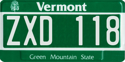 VT license plate ZXD118