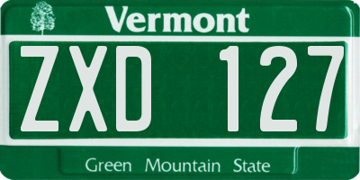 VT license plate ZXD127