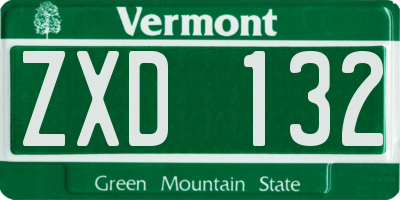 VT license plate ZXD132