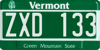 VT license plate ZXD133