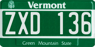 VT license plate ZXD136