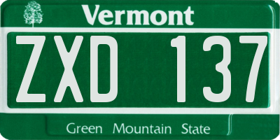 VT license plate ZXD137