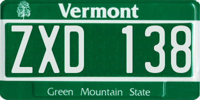 VT license plate ZXD138