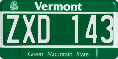 VT license plate ZXD143