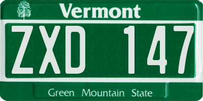 VT license plate ZXD147