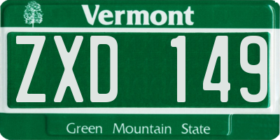 VT license plate ZXD149