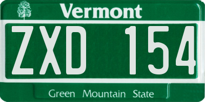 VT license plate ZXD154