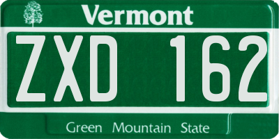 VT license plate ZXD162