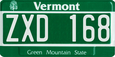 VT license plate ZXD168