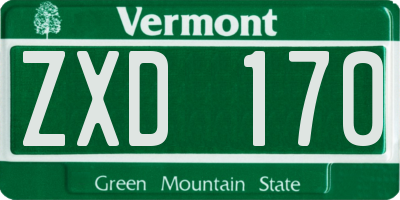 VT license plate ZXD170