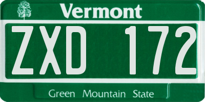 VT license plate ZXD172
