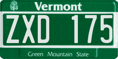 VT license plate ZXD175