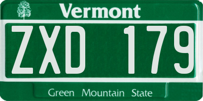 VT license plate ZXD179