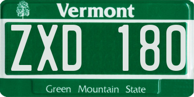 VT license plate ZXD180