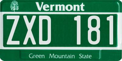 VT license plate ZXD181