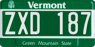 VT license plate ZXD187