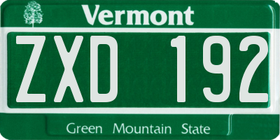 VT license plate ZXD192