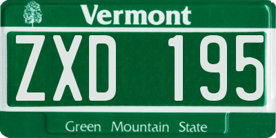 VT license plate ZXD195