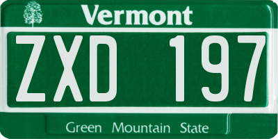 VT license plate ZXD197