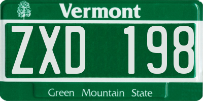 VT license plate ZXD198