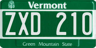 VT license plate ZXD210