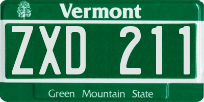 VT license plate ZXD211