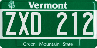 VT license plate ZXD212