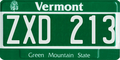 VT license plate ZXD213