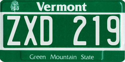 VT license plate ZXD219